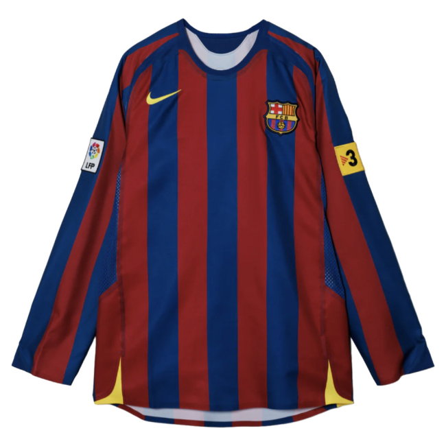 2005-2006 Barcelona T90 Reissue LS Home Shirt (Messi 19)-PitchVibe Kits